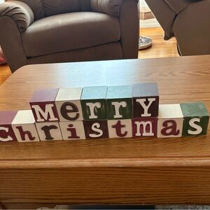 Festive Merry Christmas Block Set - Green, Red, Cream